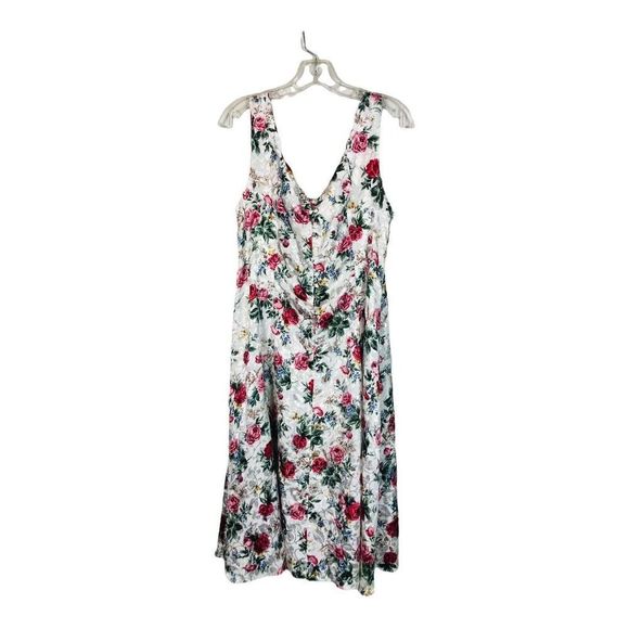 1079 vintage ivory floral satin slip dress sz xl - Picture 1 of 7